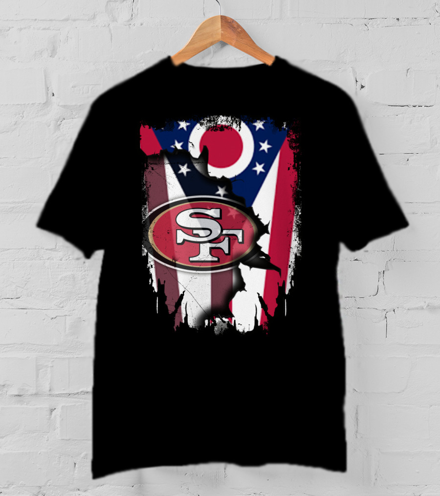Ohio Flag San Francisco 49ers Sf Logo Fusion T-Shirt