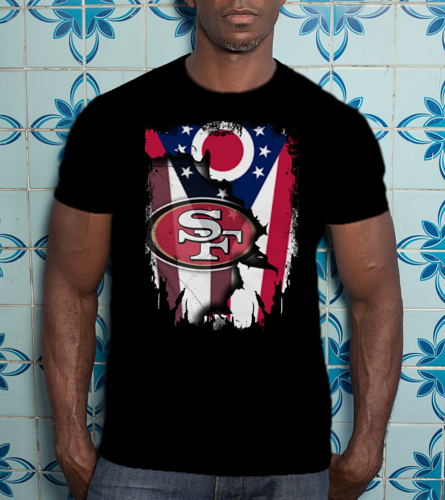 Ohio Flag San Francisco 49ers Sf Logo Fusion T-Shirt