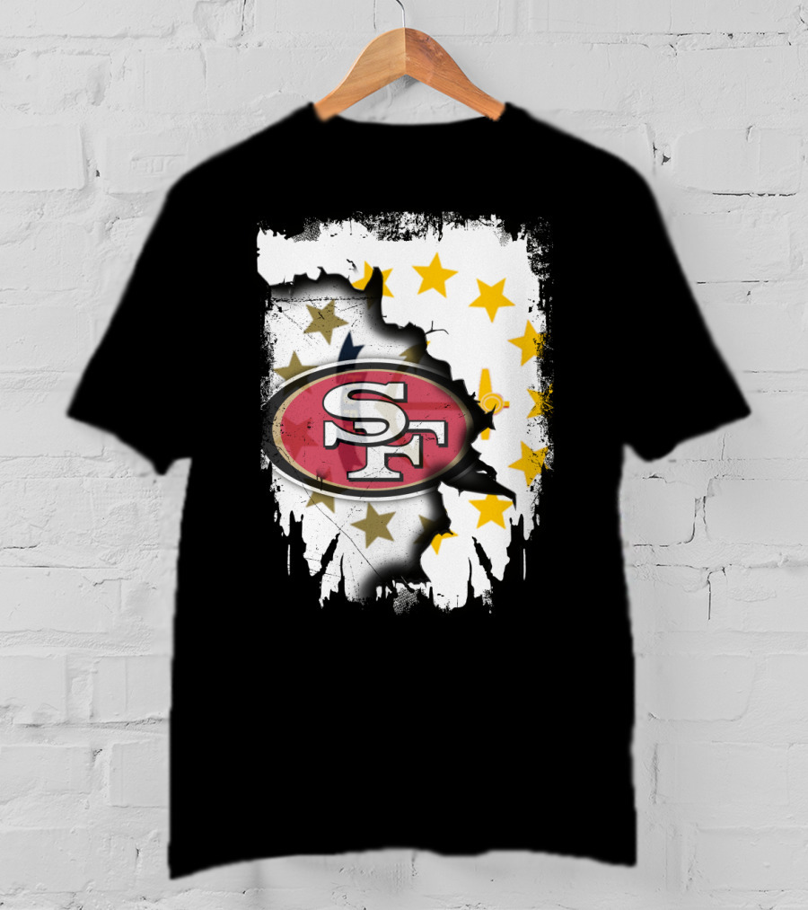 Together Rhode Island 49ers SF Logo Stars Map T-Shirt