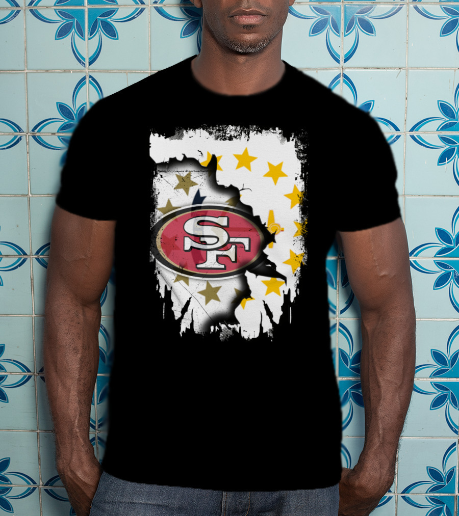 Together Rhode Island 49ers SF Logo Stars Map T-Shirt