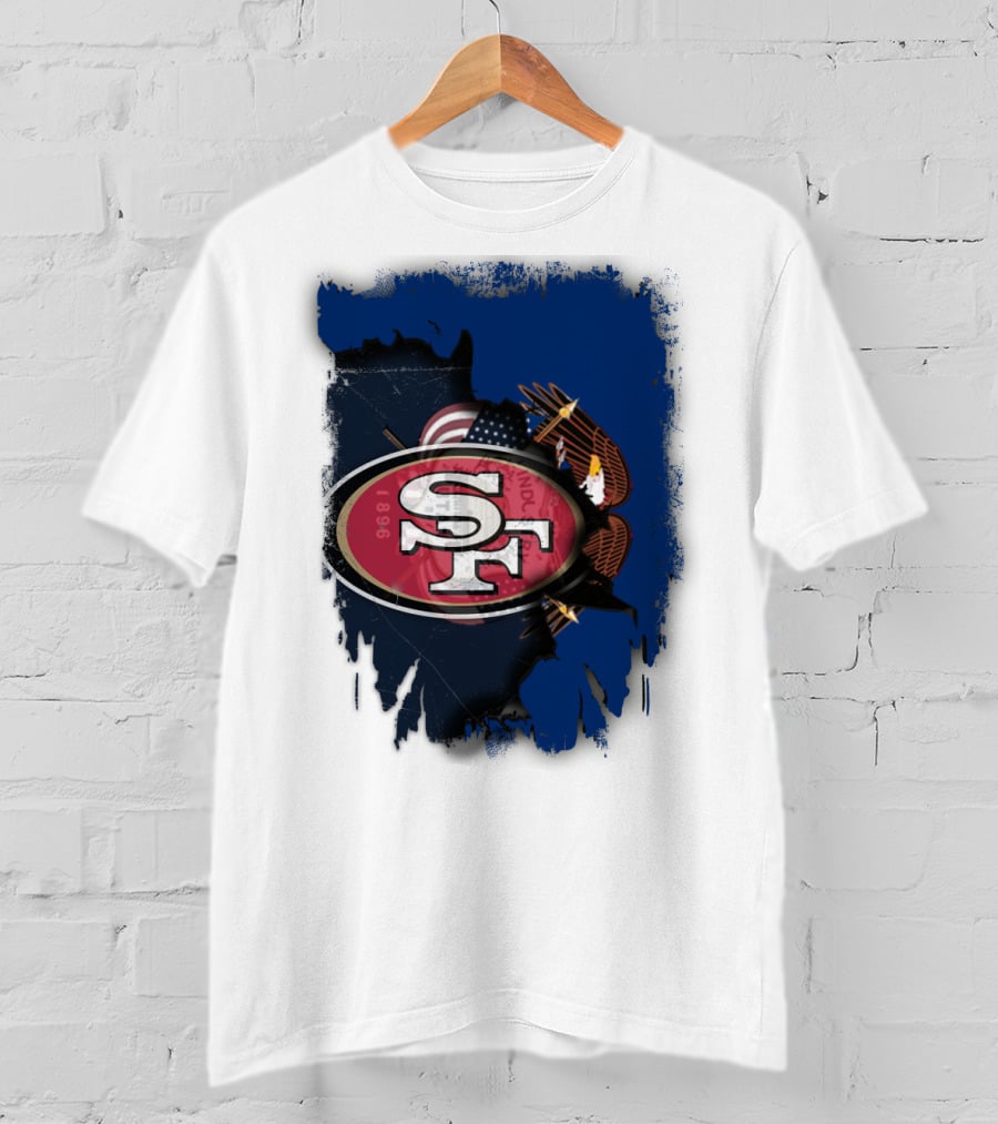 49ers And Eagle With American Flag T-Shirt