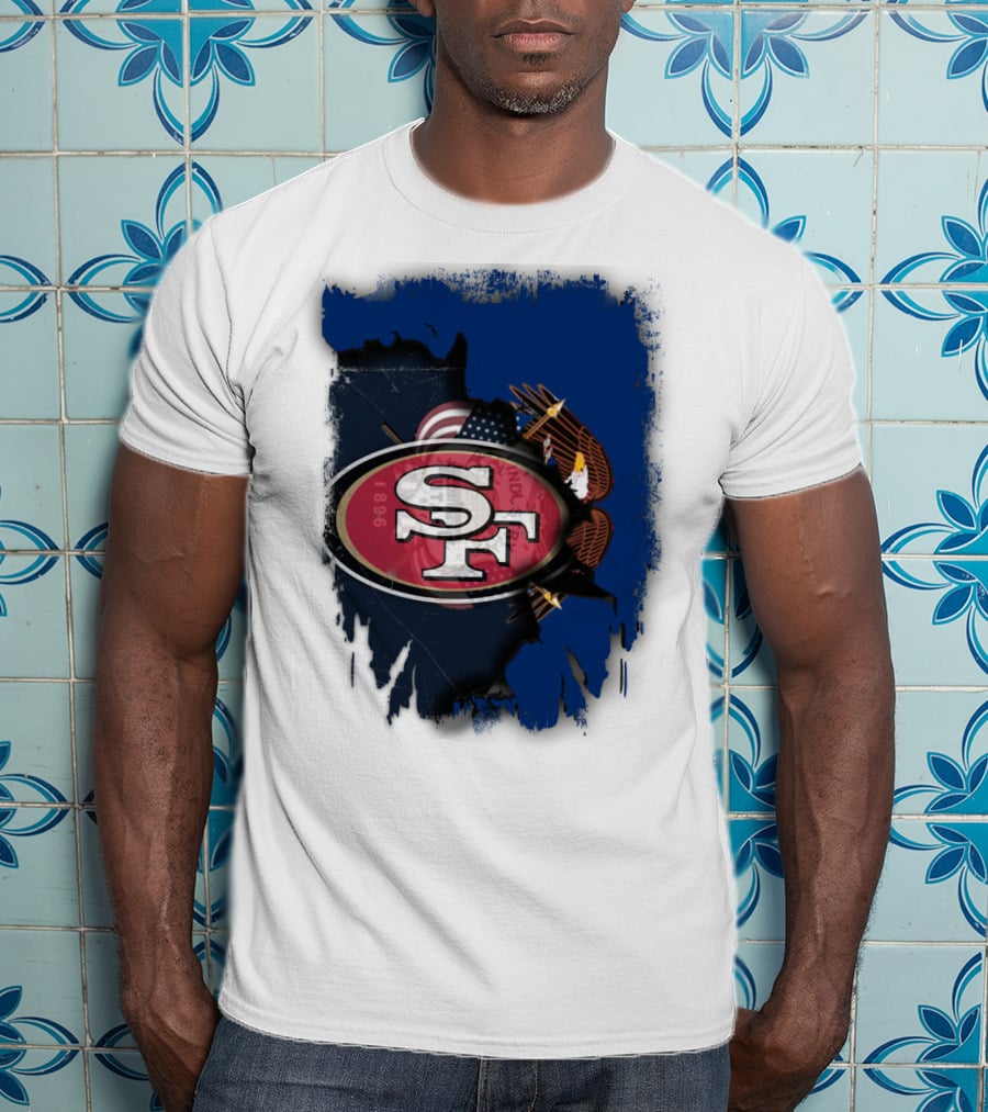 49ers And Eagle With American Flag T-Shirt