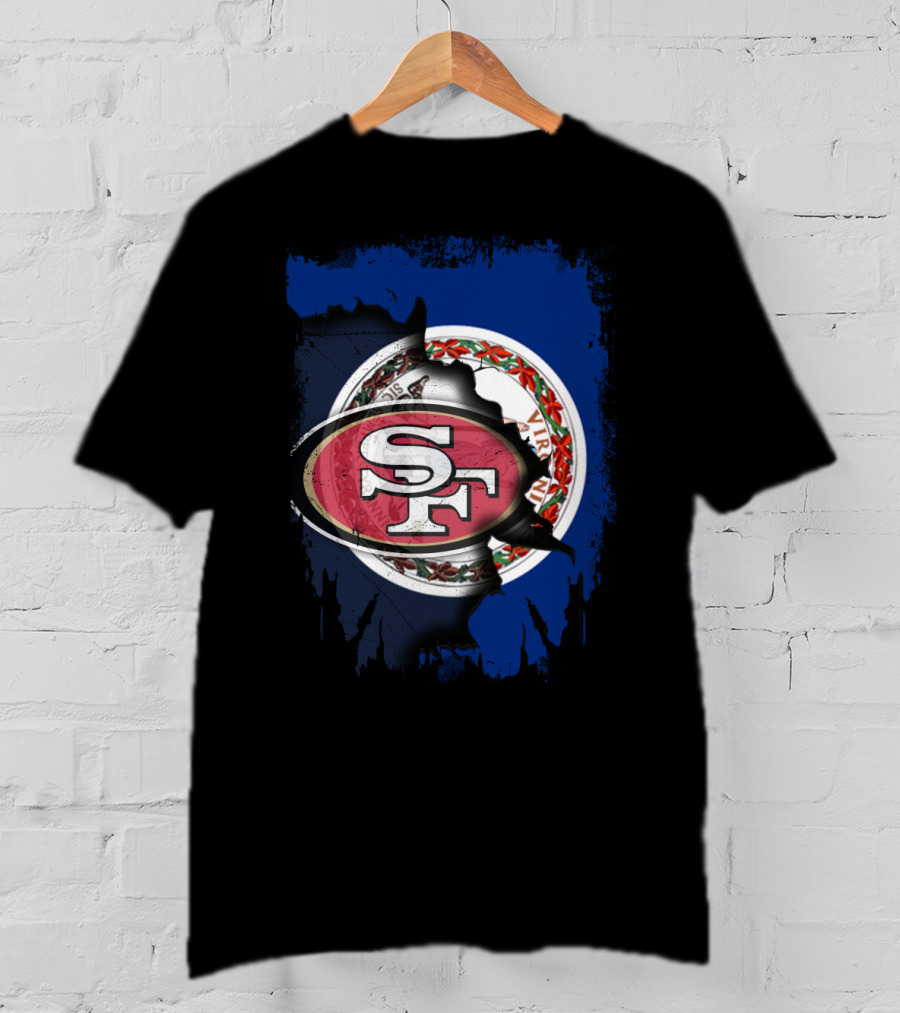 Virginia Flag And 49ers SF Logo Together T-Shirt