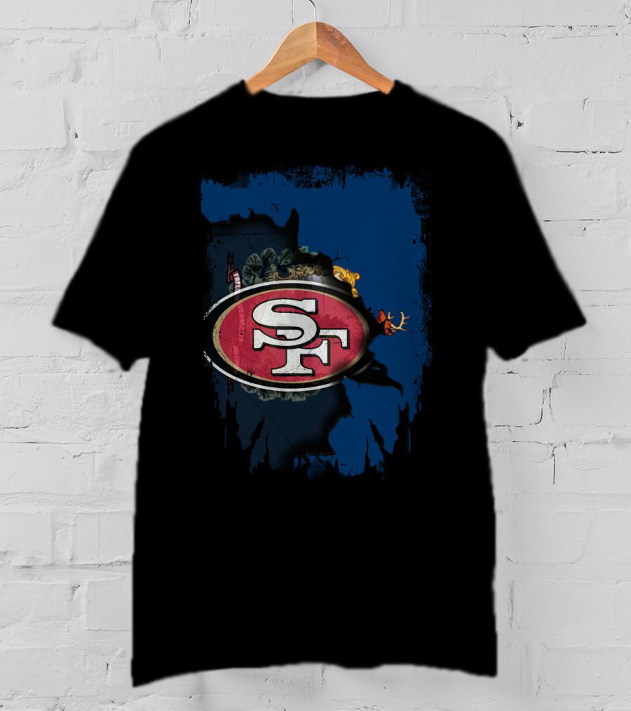 SF 49ers Emblem Overlaying Vermont T-Shirt