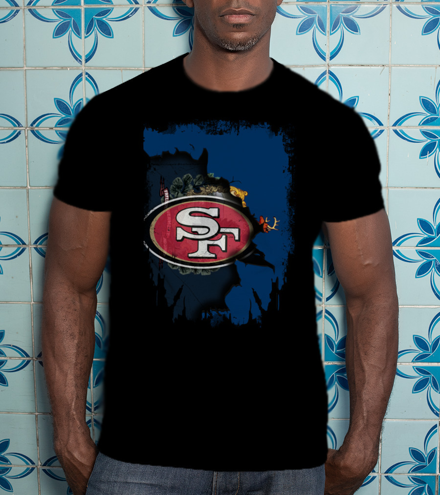SF 49ers Emblem Overlaying Vermont T-Shirt