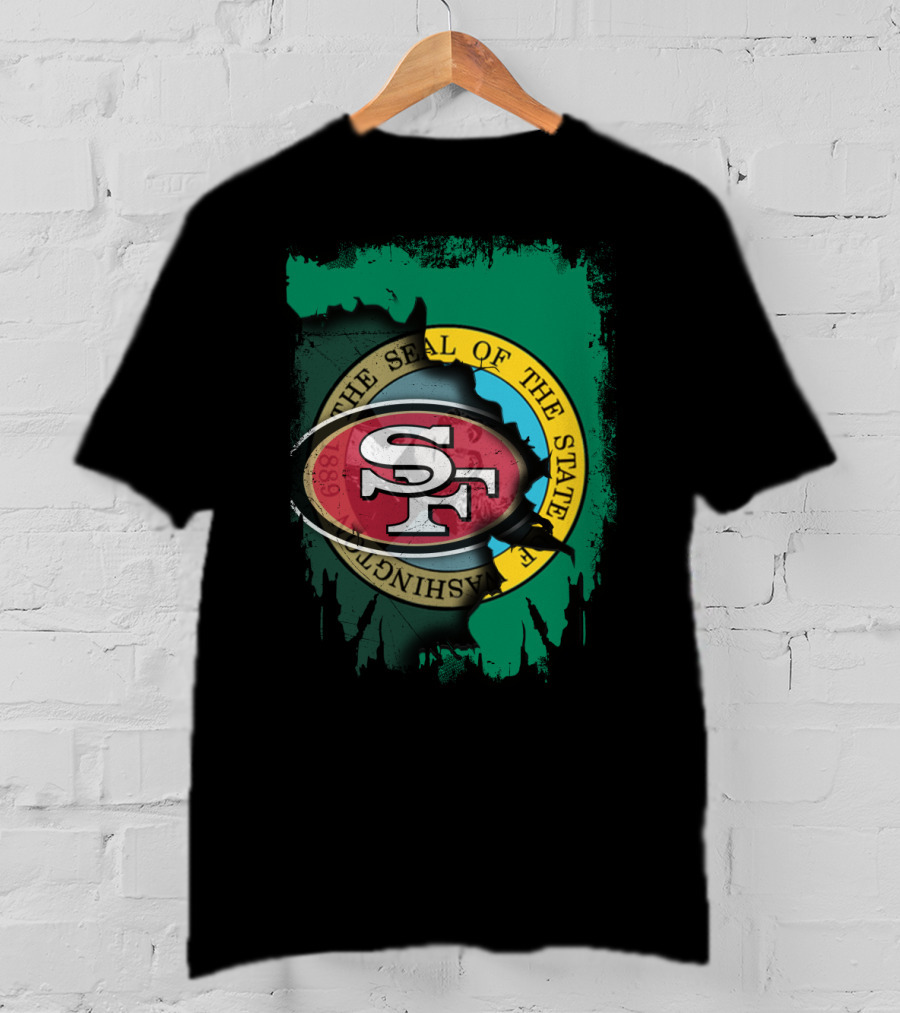 SF 49ers With Washington State Seal Clash T-Shirt
