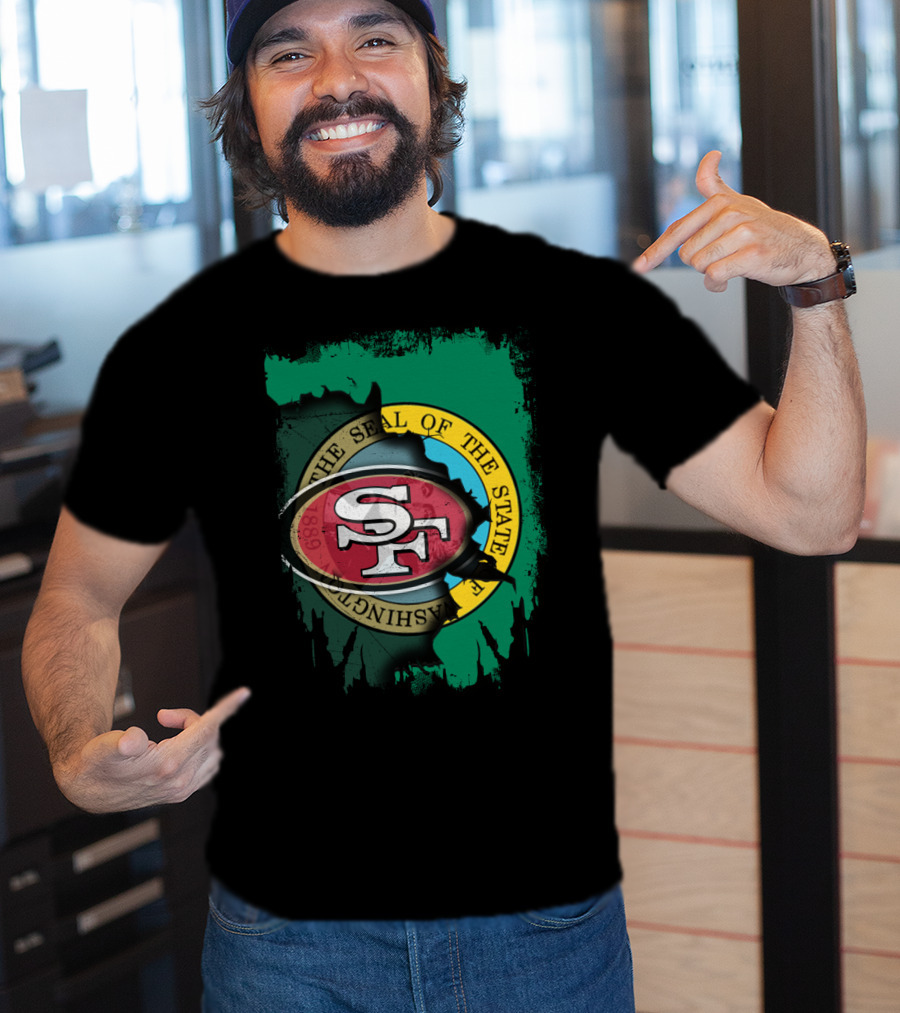 SF 49ers With Washington State Seal Clash T-Shirt