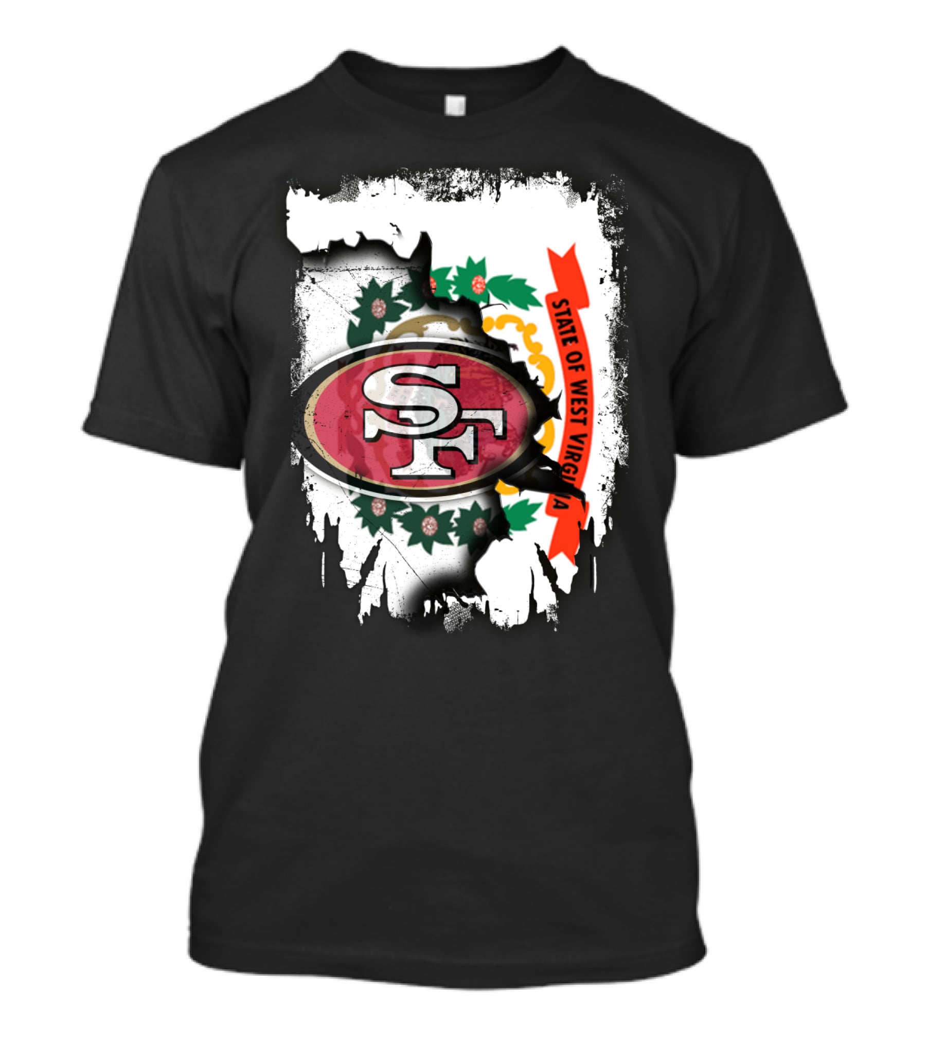 West Virginia State Emblem With San Francisco 49ers Logo Integration T-Shirt