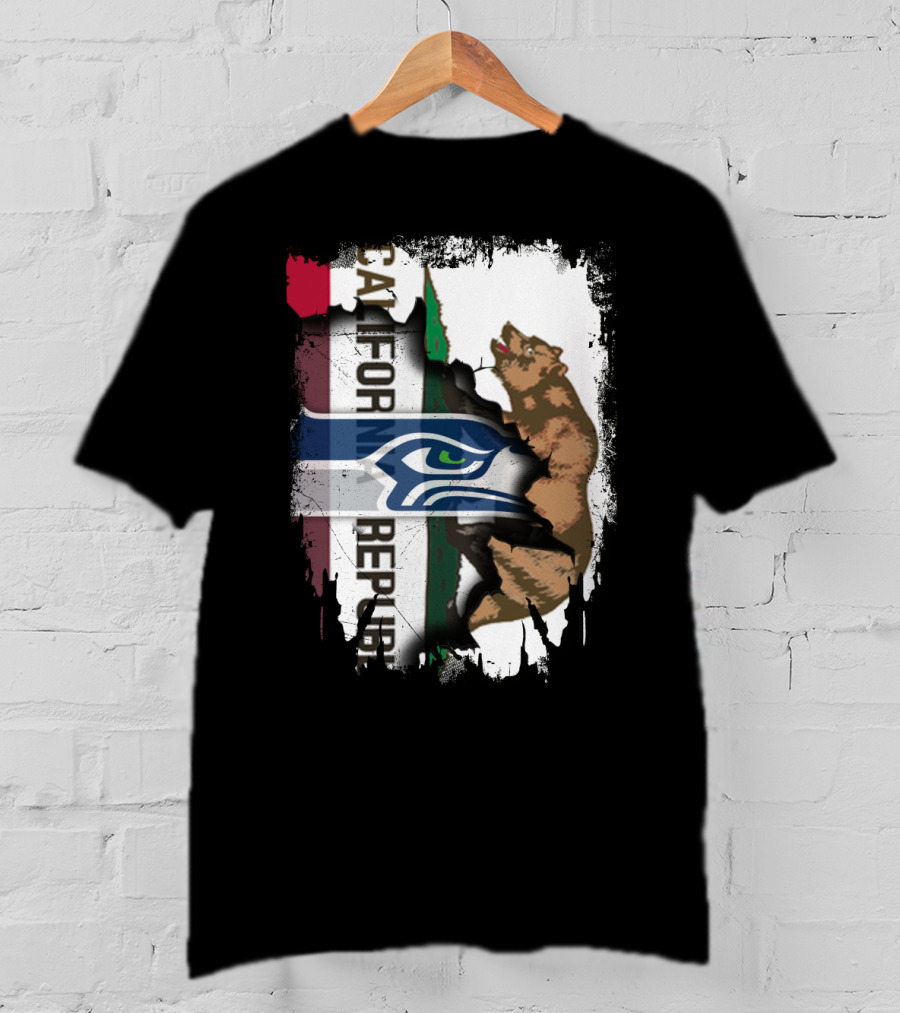 Together California Republic With Seahawks Logo Bear T-Shirt