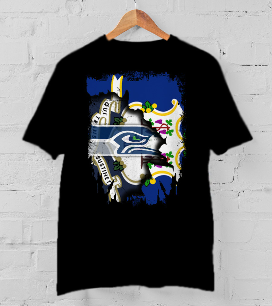 Connecticut State Pride With Seattle Seahawks T-Shirt