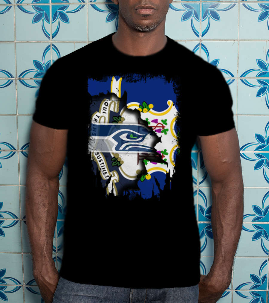 Connecticut State Pride With Seattle Seahawks T-Shirt