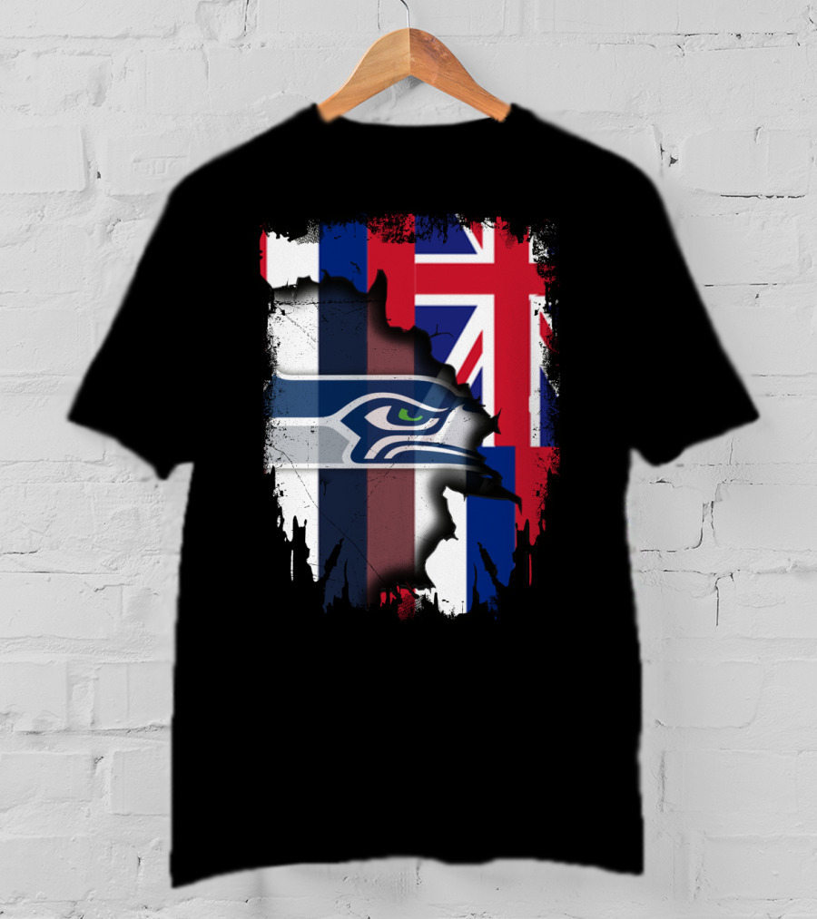 Together Hawaii With Seahawks Logo And Hawaiian Flag T-Shirt