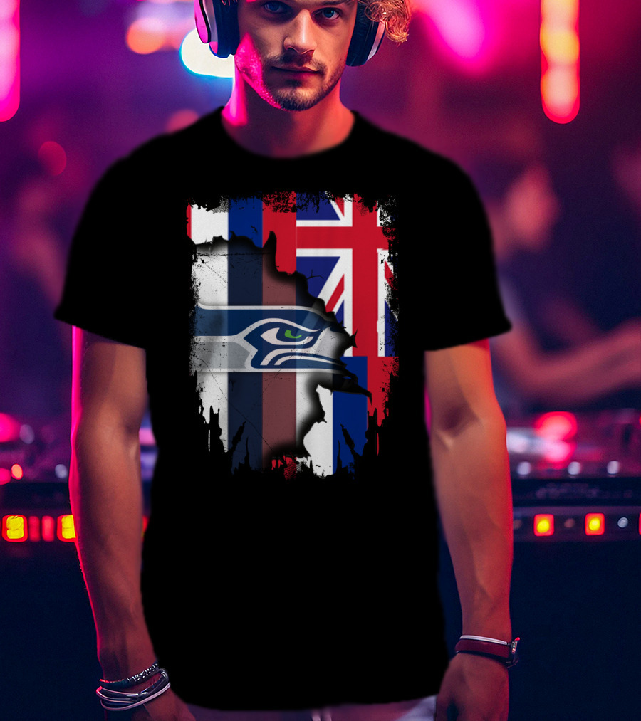 Together Hawaii With Seahawks Logo And Hawaiian Flag T-Shirt