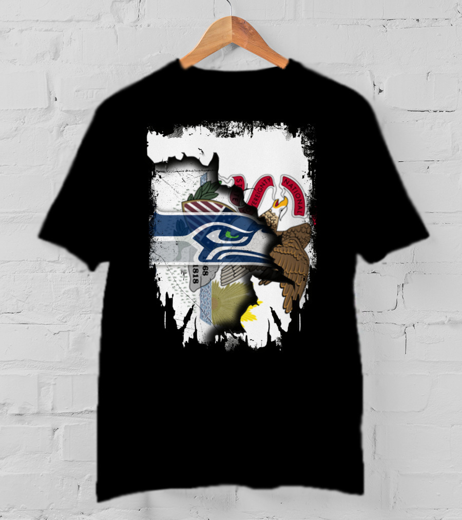 Illinois State And Seattle Seahawks Unity Emblem T-Shirt