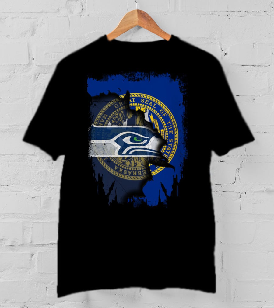 Nebraska State Seal Blended With Seahawks T-Shirt