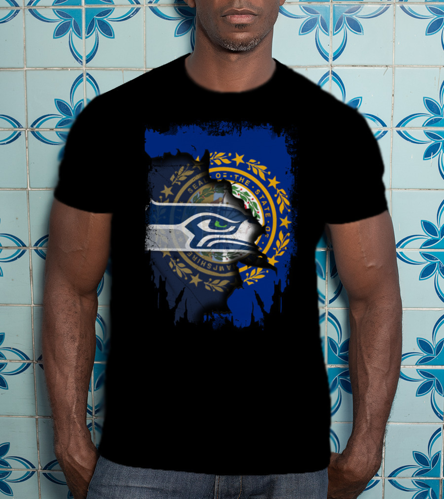 Seahawks Logo Overlay With New Hampshire State Seal T-Shirt