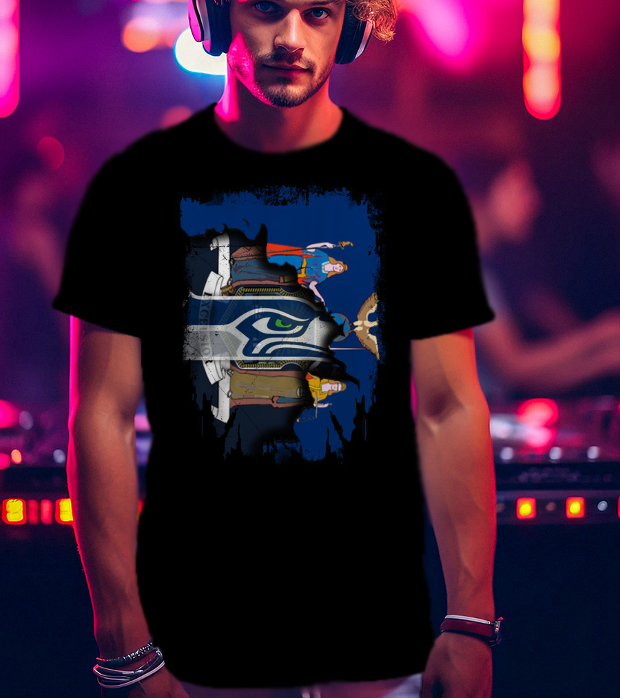 New York State Flag Merged With Seattle Seahawks T-Shirt