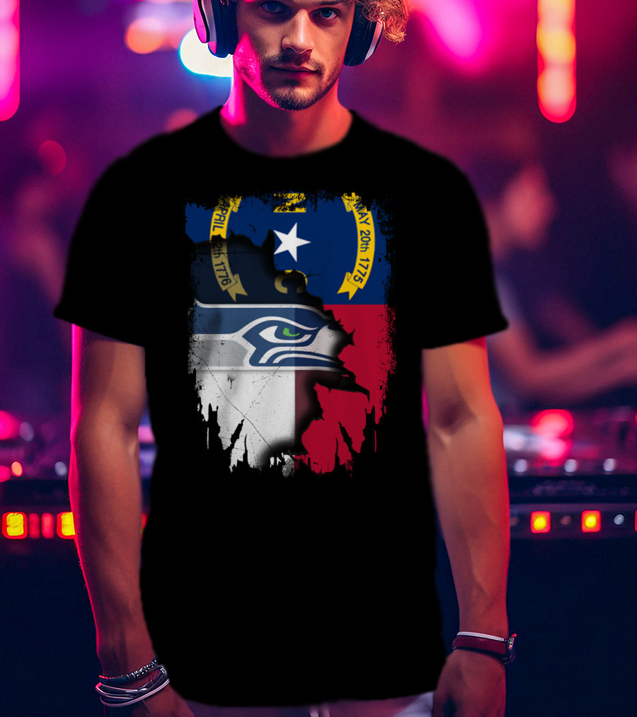 Together North Carolina Flag With Seattle Seahawks T-Shirt