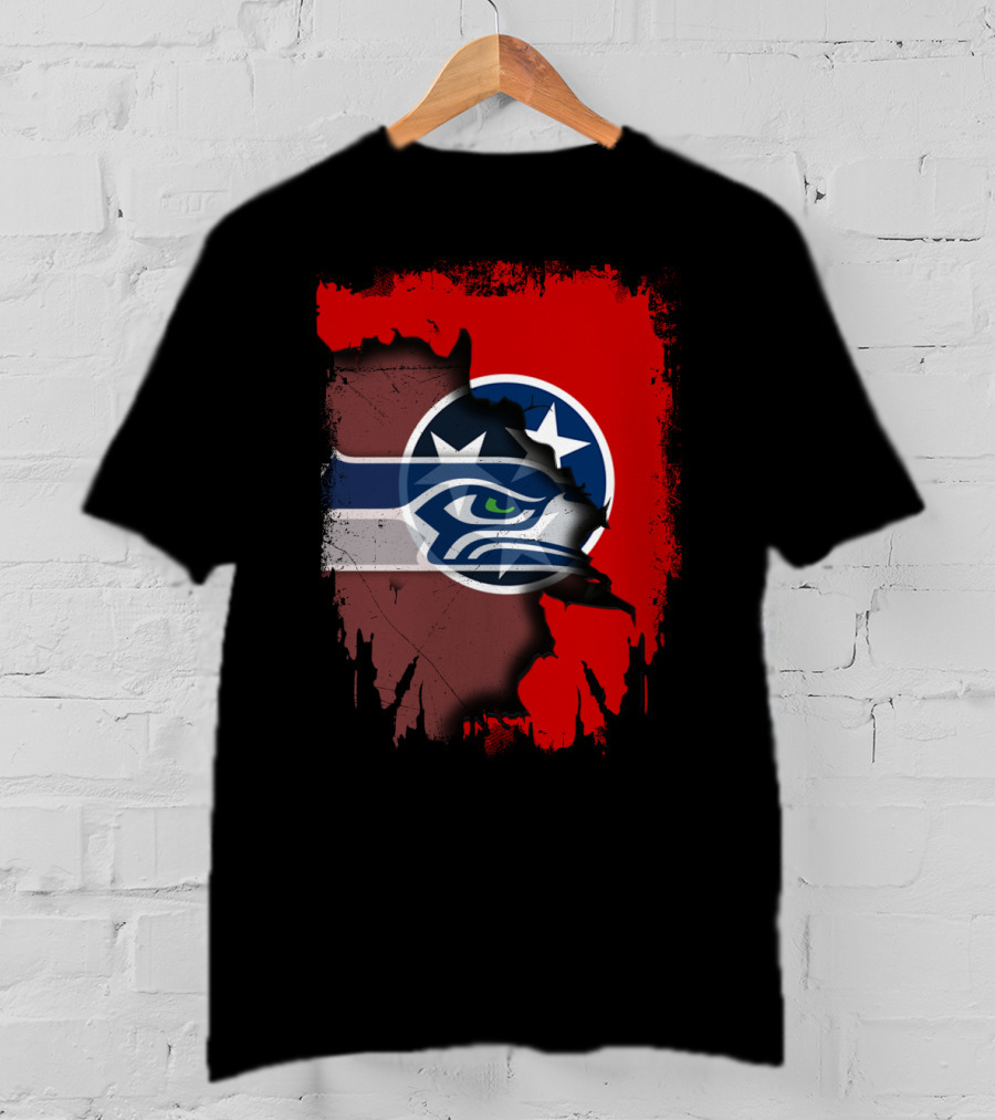 Tennessee Flag Seahawks Logo Fusion T-Shirt