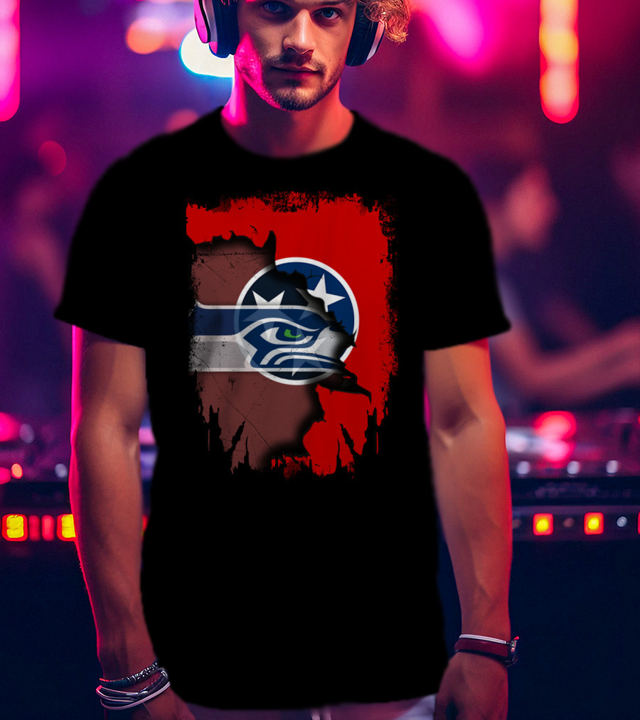Tennessee Flag Seahawks Logo Fusion T-Shirt