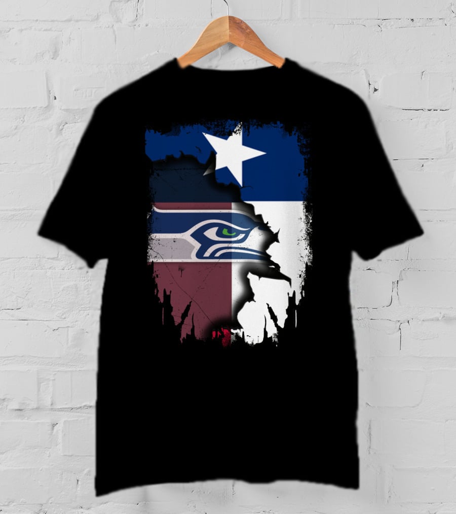 Texas And Seahawks United With Lone Star Sea Hawk T-Shirt