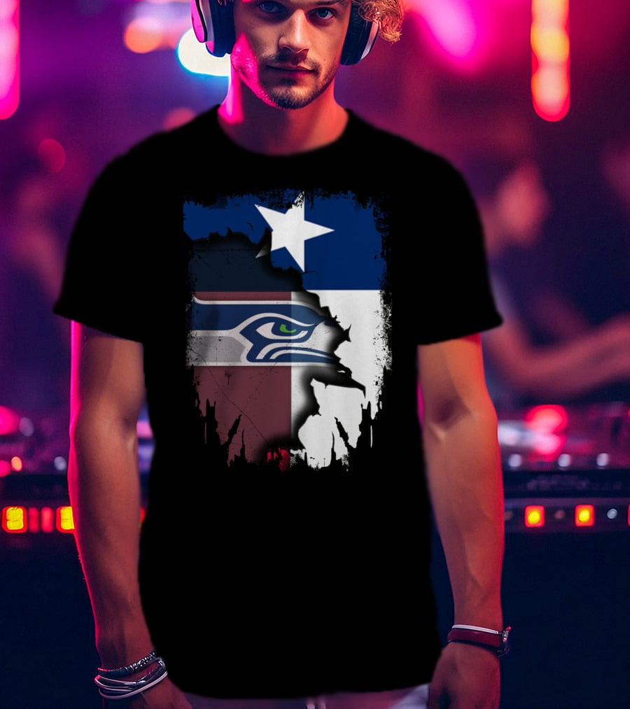 Texas And Seahawks United With Lone Star Sea Hawk T-Shirt