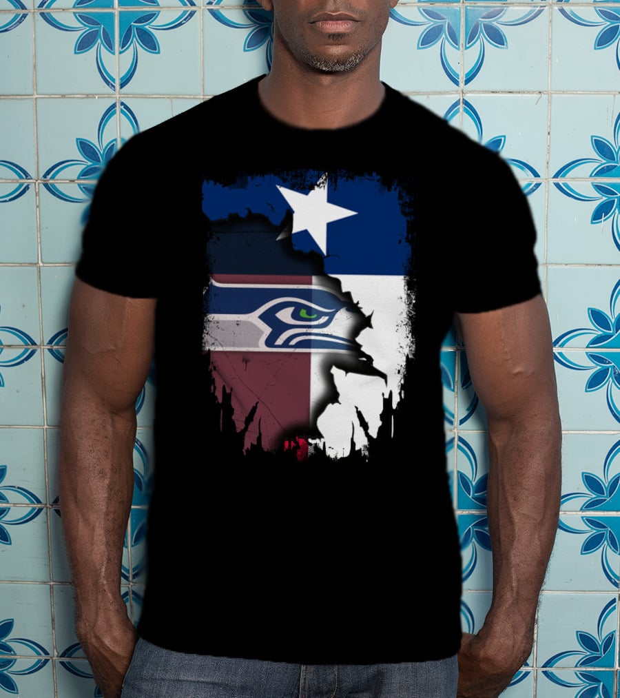 Texas And Seahawks United With Lone Star Sea Hawk T-Shirt