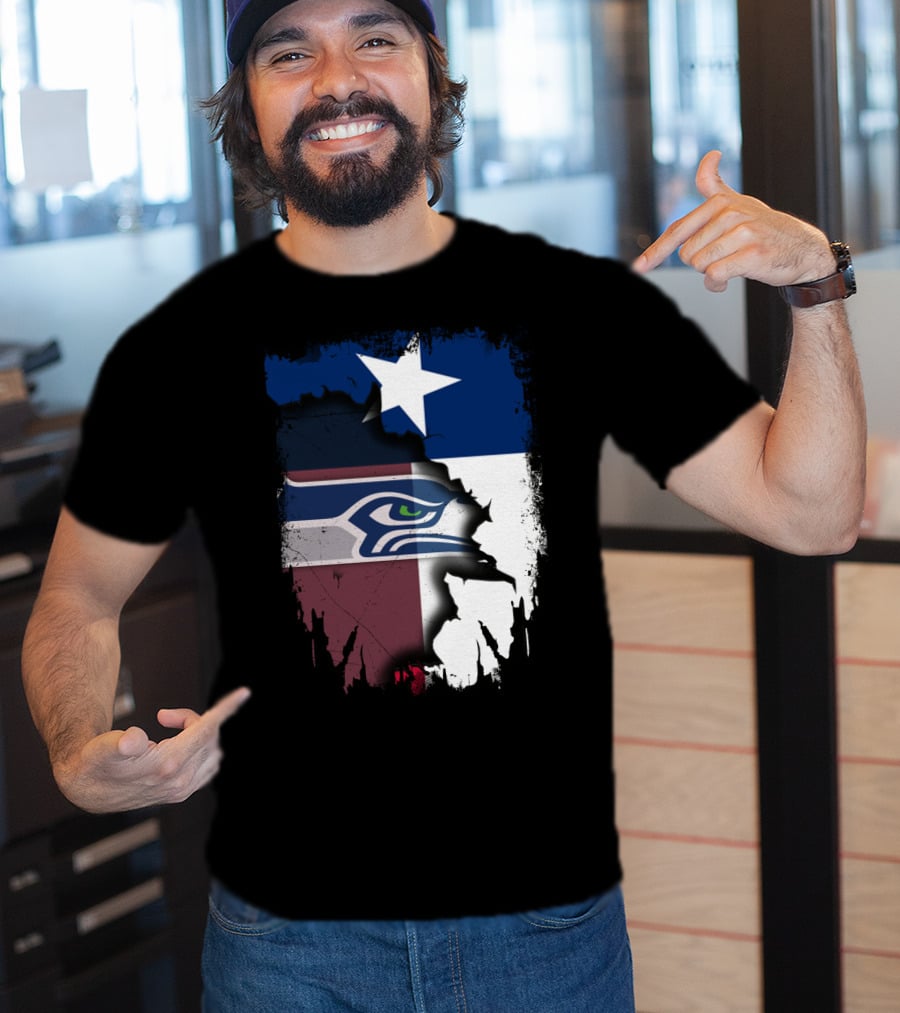 Texas And Seahawks United With Lone Star Sea Hawk T-Shirt