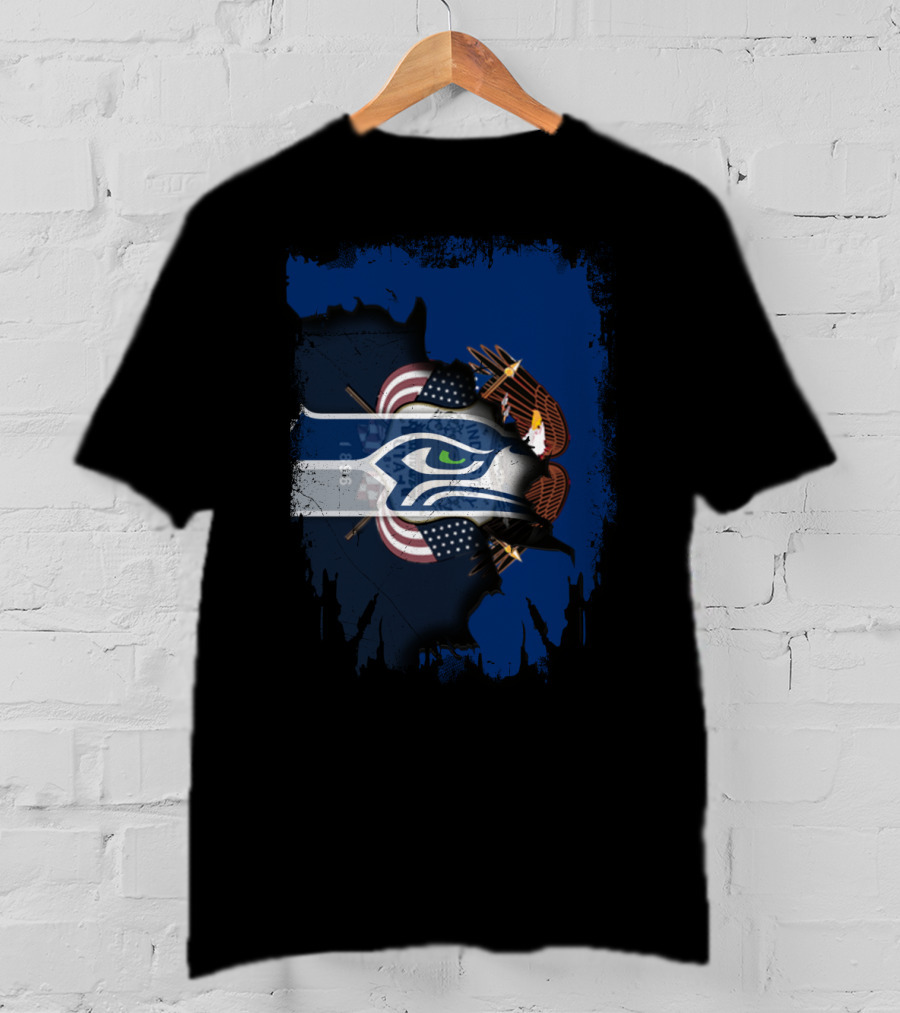 Utah Together With Seattle Seahawks American Eagle Flag T-Shirt