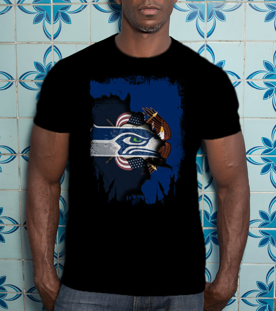 Utah Together With Seattle Seahawks American Eagle Flag T-Shirt