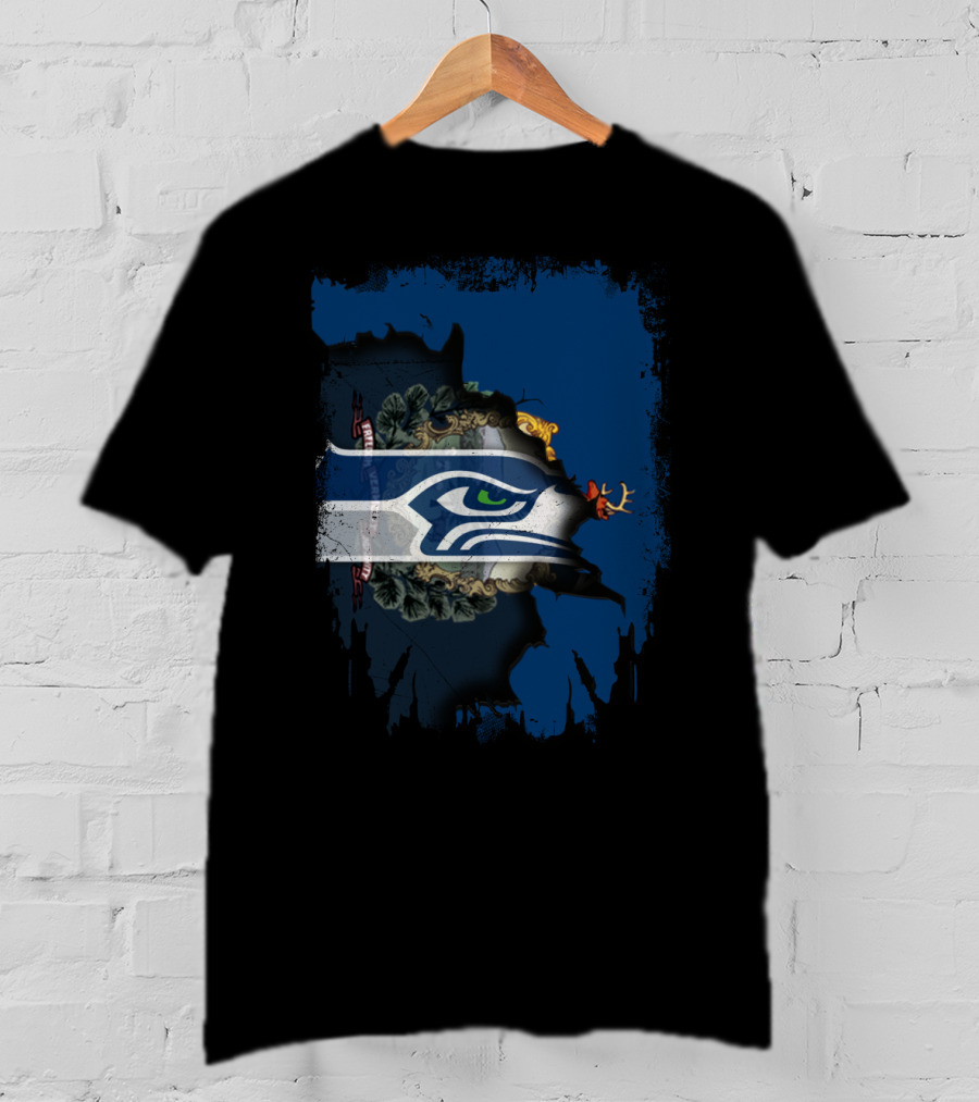 Seahawks Logo With Vermont State Emblem Integration T-Shirt