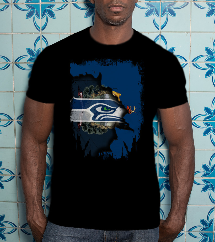 Seahawks Logo With Vermont State Emblem Integration T-Shirt