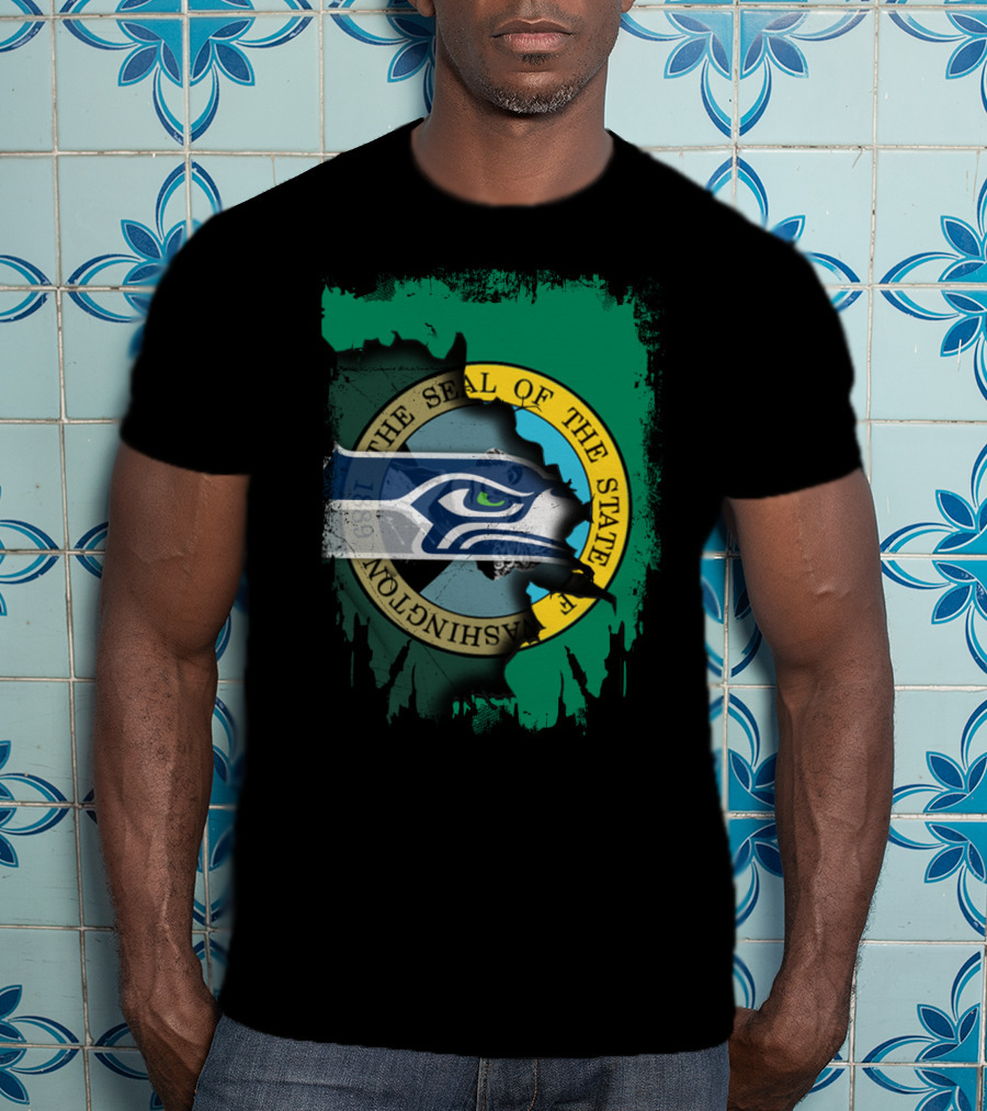 The Seal Of The State Of Washington With Seattle Seahawks T-Shirt