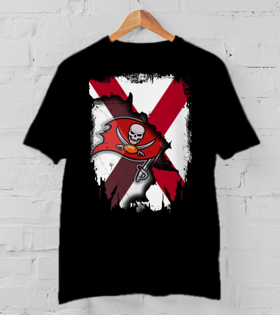 Alabama State Flag With Buccaneers Logo Together T-Shirt