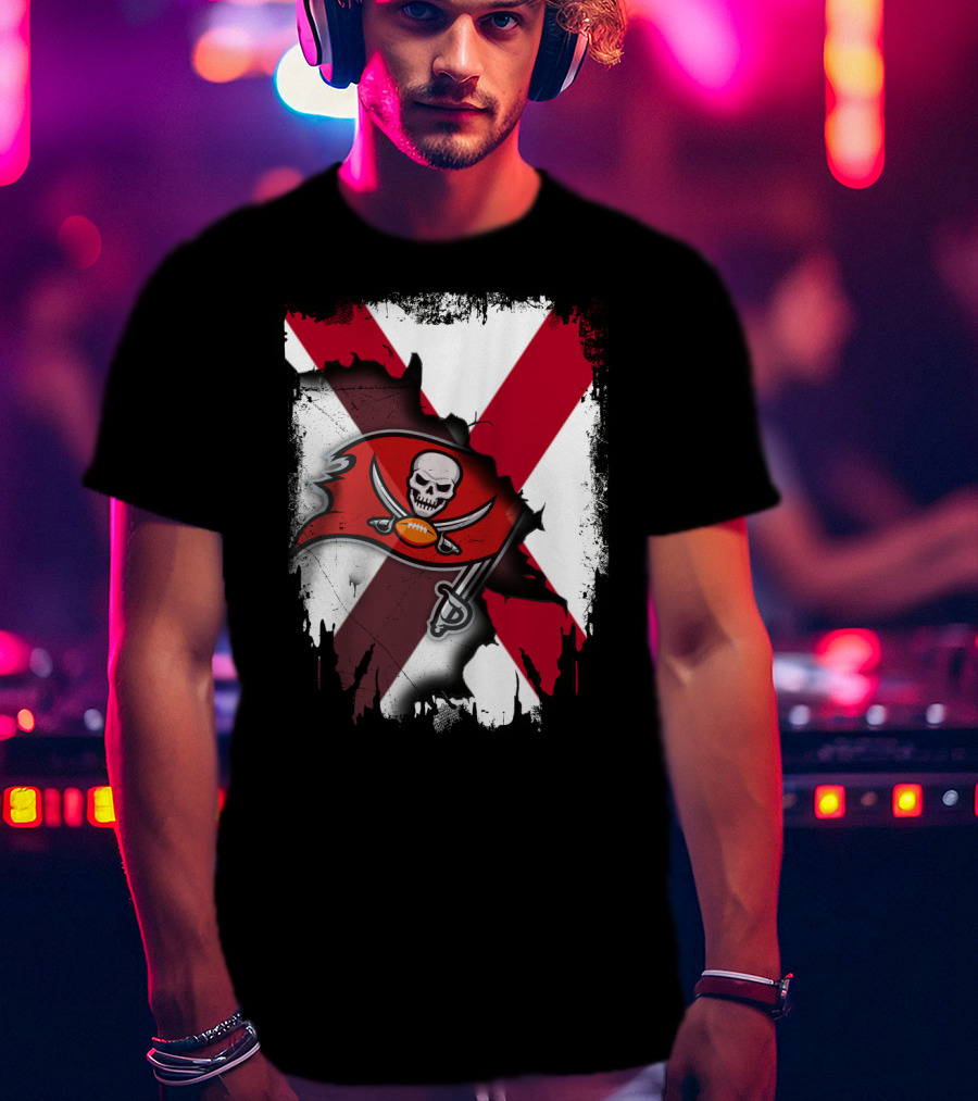 Alabama State Flag With Buccaneers Logo Together T-Shirt