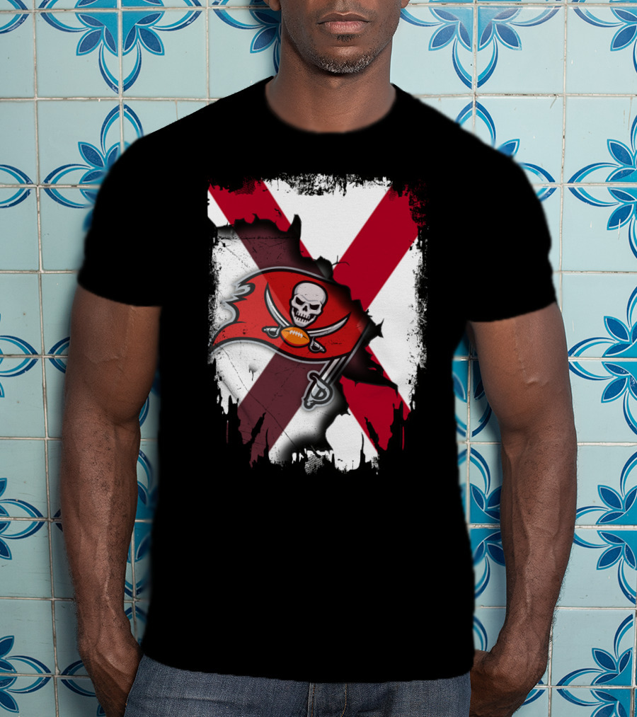 Alabama State Flag With Buccaneers Logo Together T-Shirt