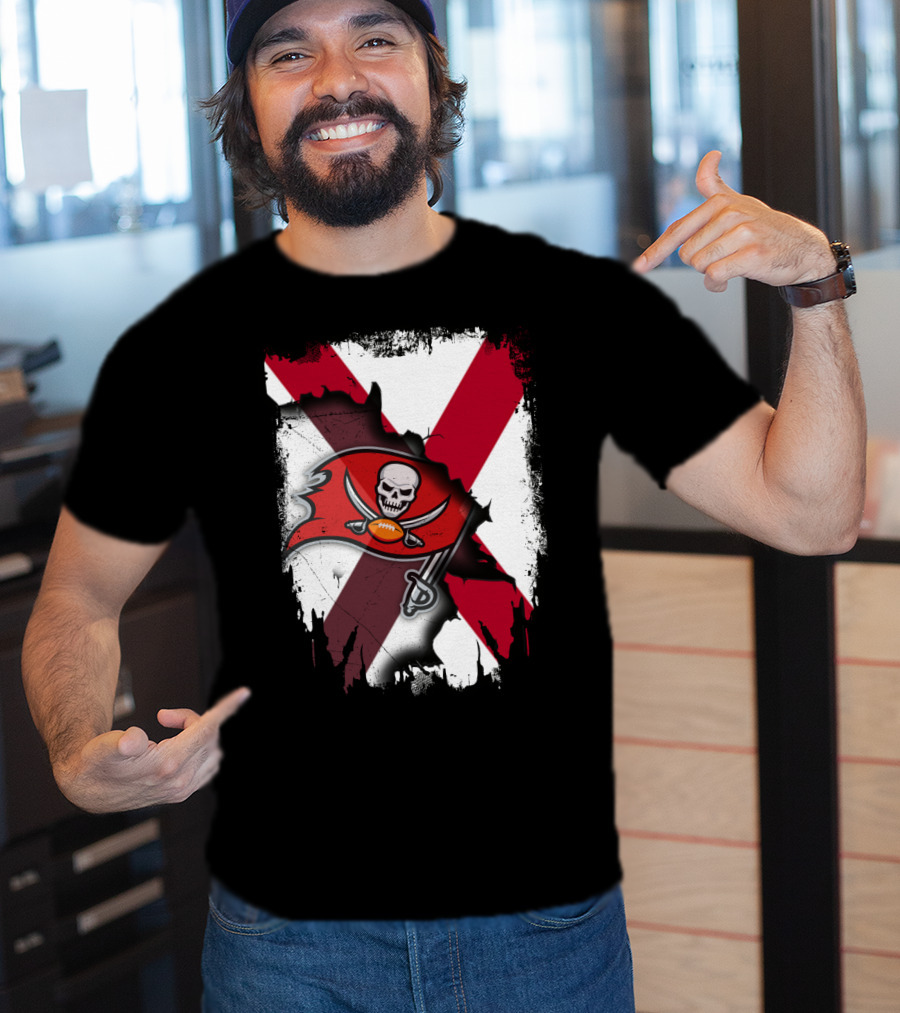 Alabama State Flag With Buccaneers Logo Together T-Shirt