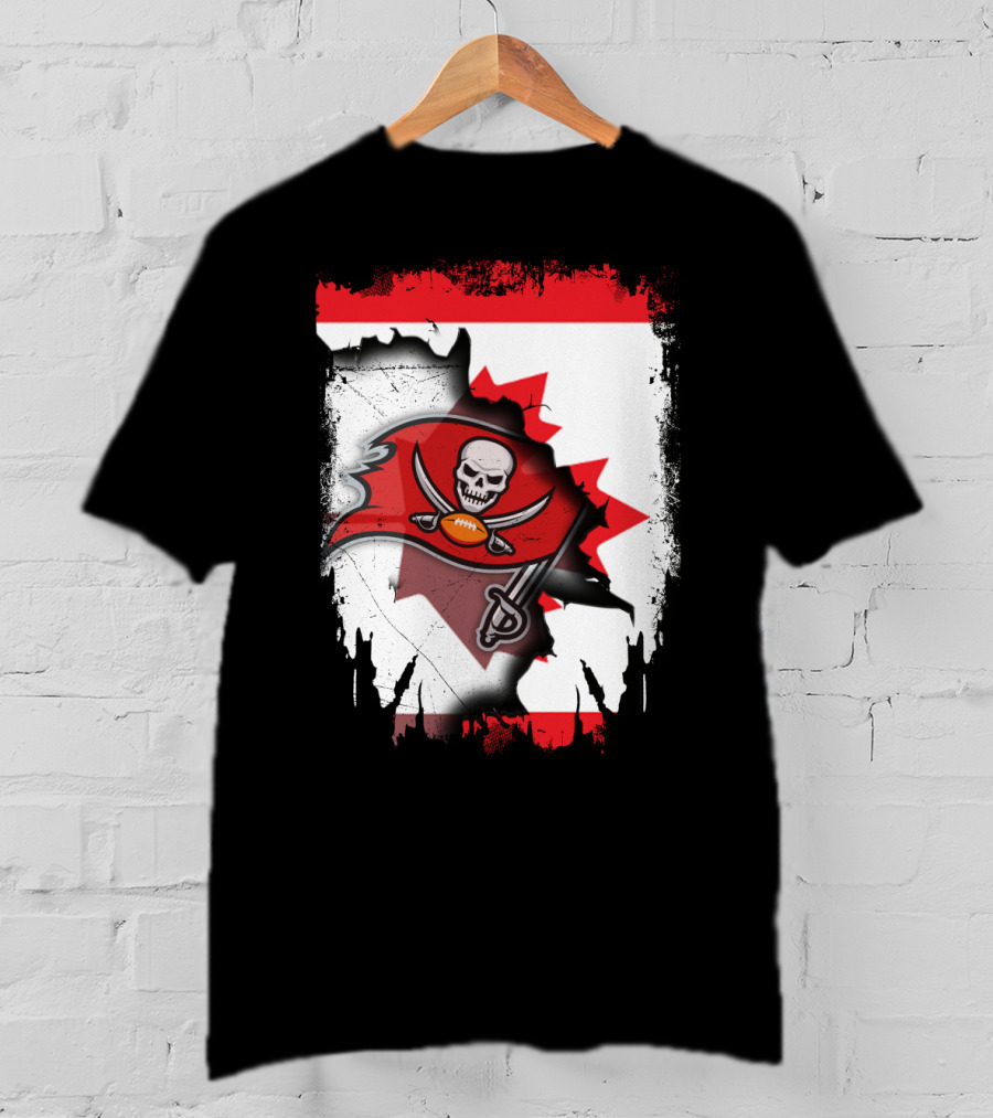 Canada Flag Buccaneers Football Fusion T-Shirt
