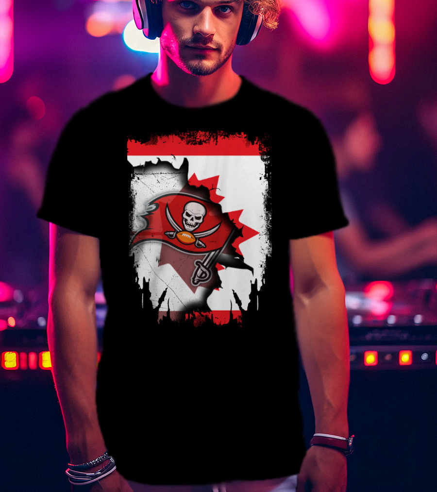 Canada Flag Buccaneers Football Fusion T-Shirt