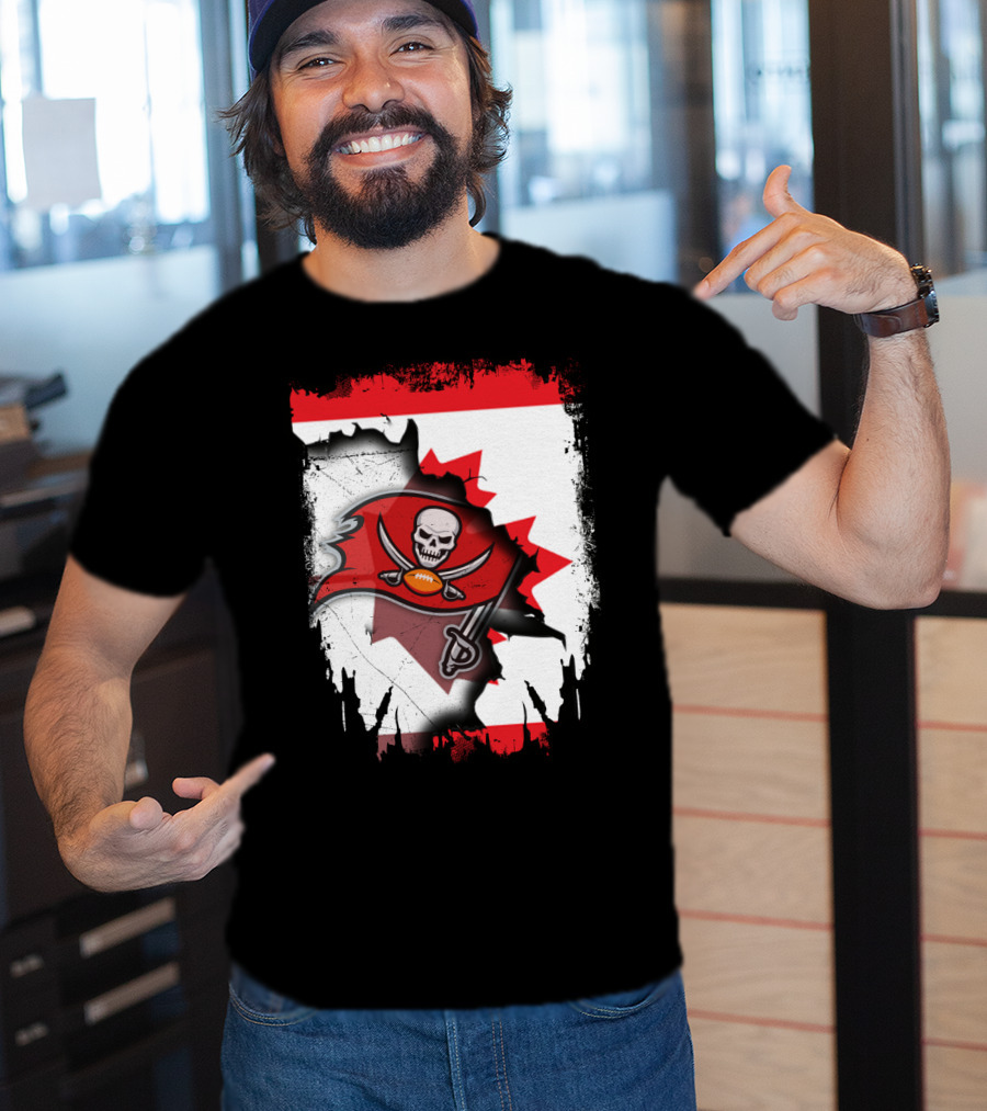 Canada Flag Buccaneers Football Fusion T-Shirt