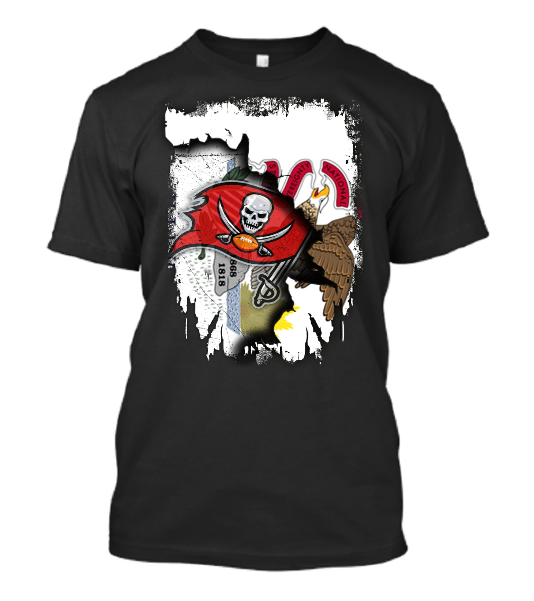 Union Illinois With Buccaneers Flag And Eagle 1868 Elements T-Shirt