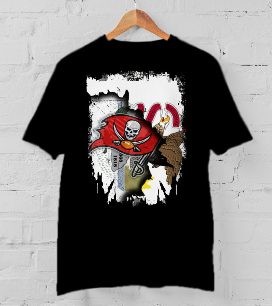Union Illinois With Buccaneers Flag And Eagle 1868 Elements T-Shirt