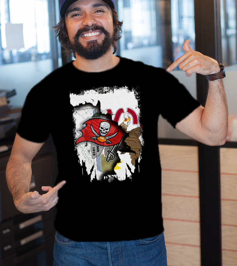 Union Illinois With Buccaneers Flag And Eagle 1868 Elements T-Shirt