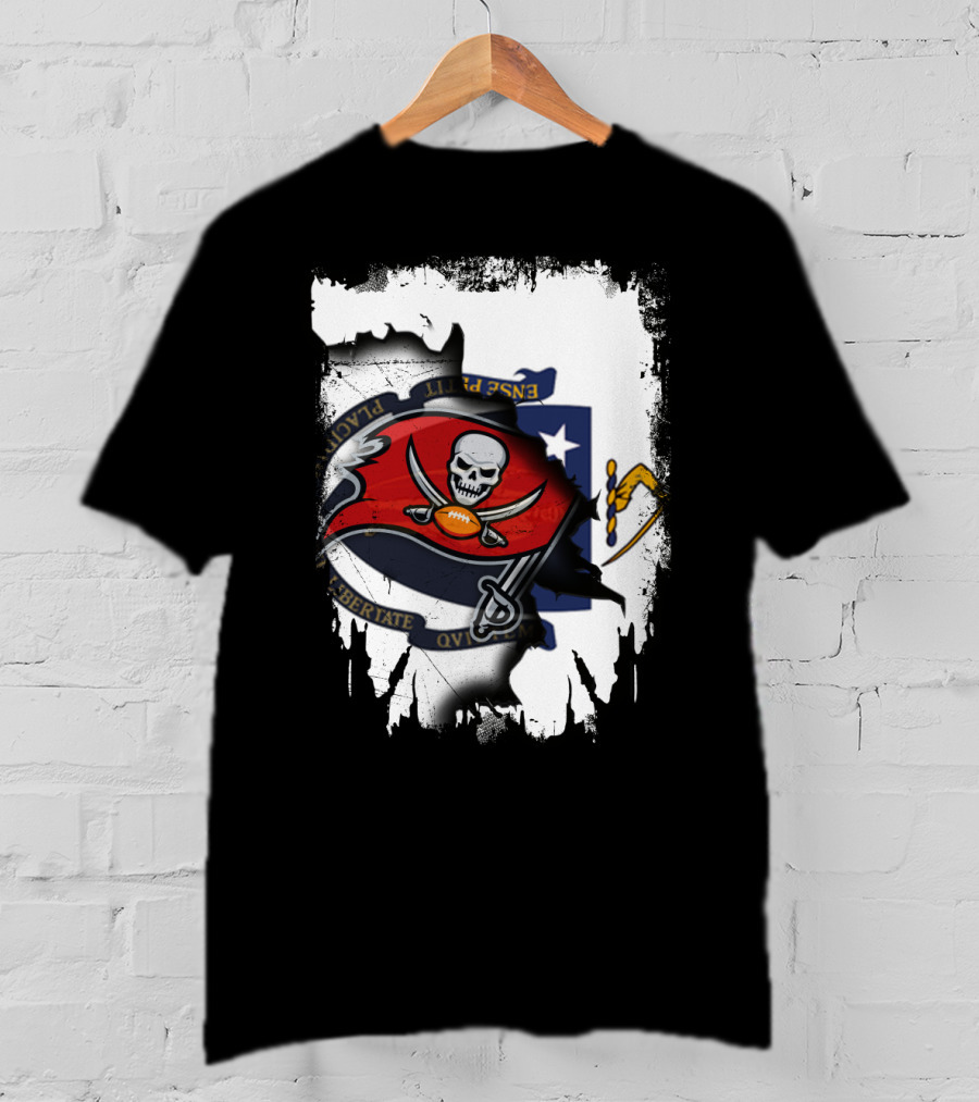 Together Massachusetts And Buccaneers Flag Fusion T-Shirt
