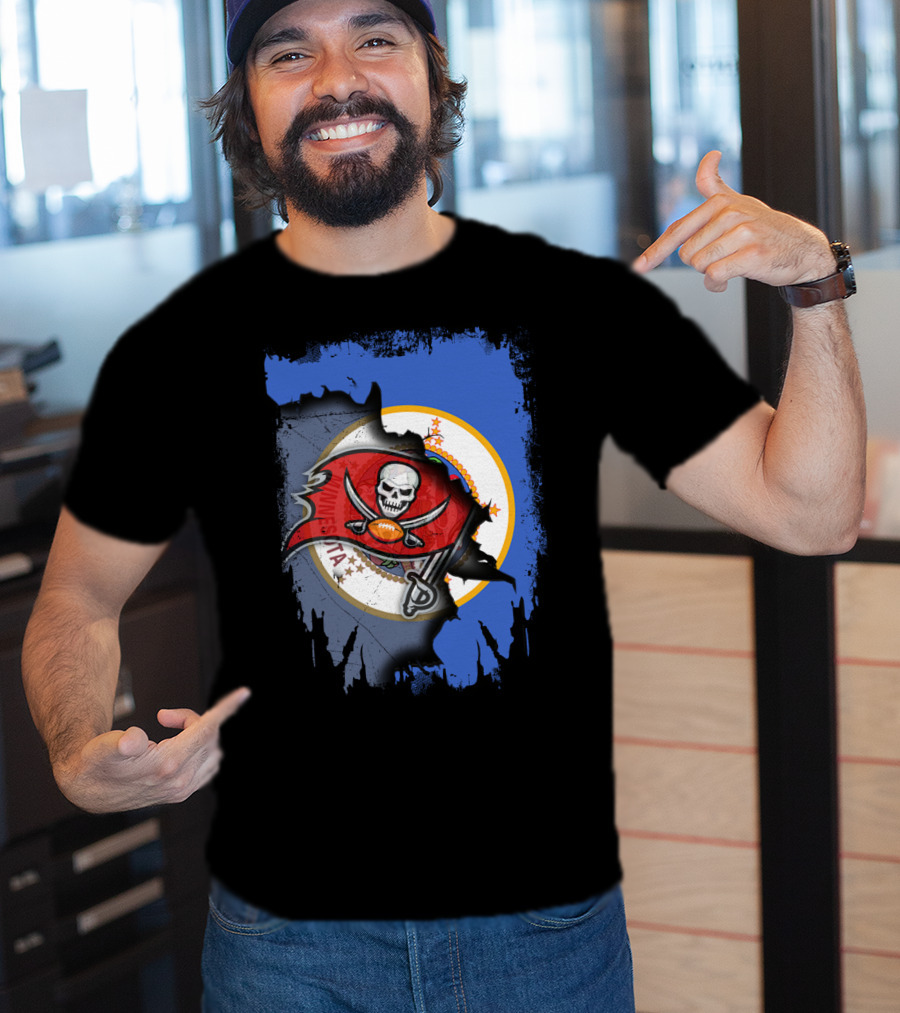 Together Minnesota Flag With Buccaneers Football Skull T-Shirt