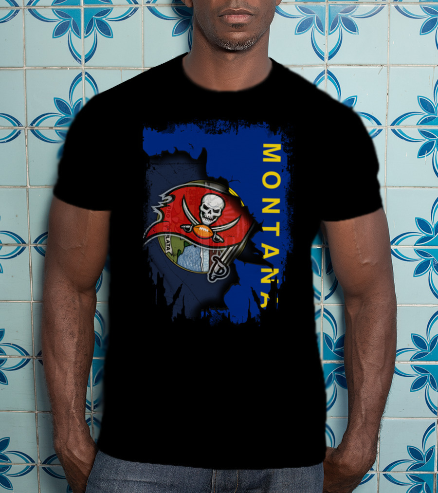 Montana Buccaneers Skull Football Logo Map T-Shirt