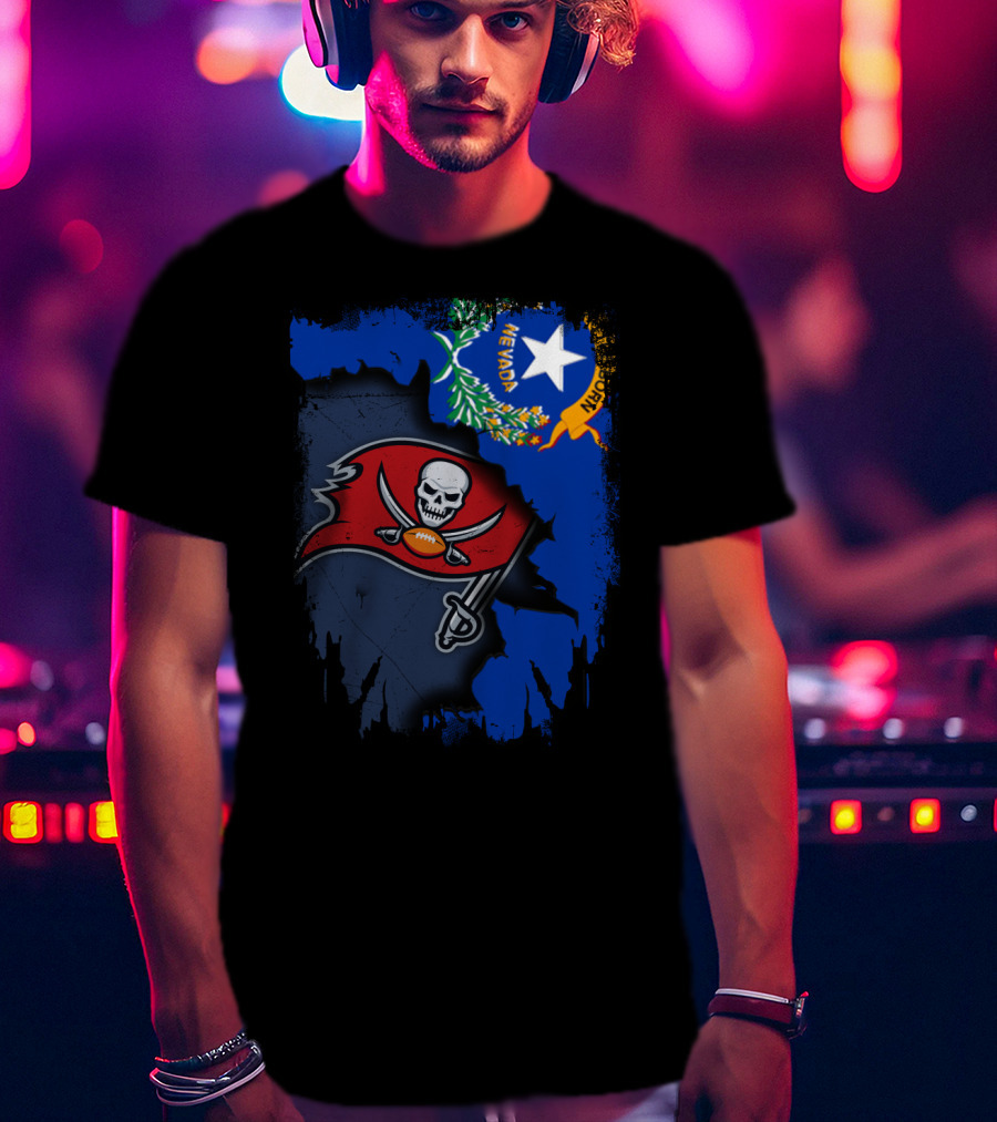 Nevada State With Buccaneers Football Flag Integration T-Shirt