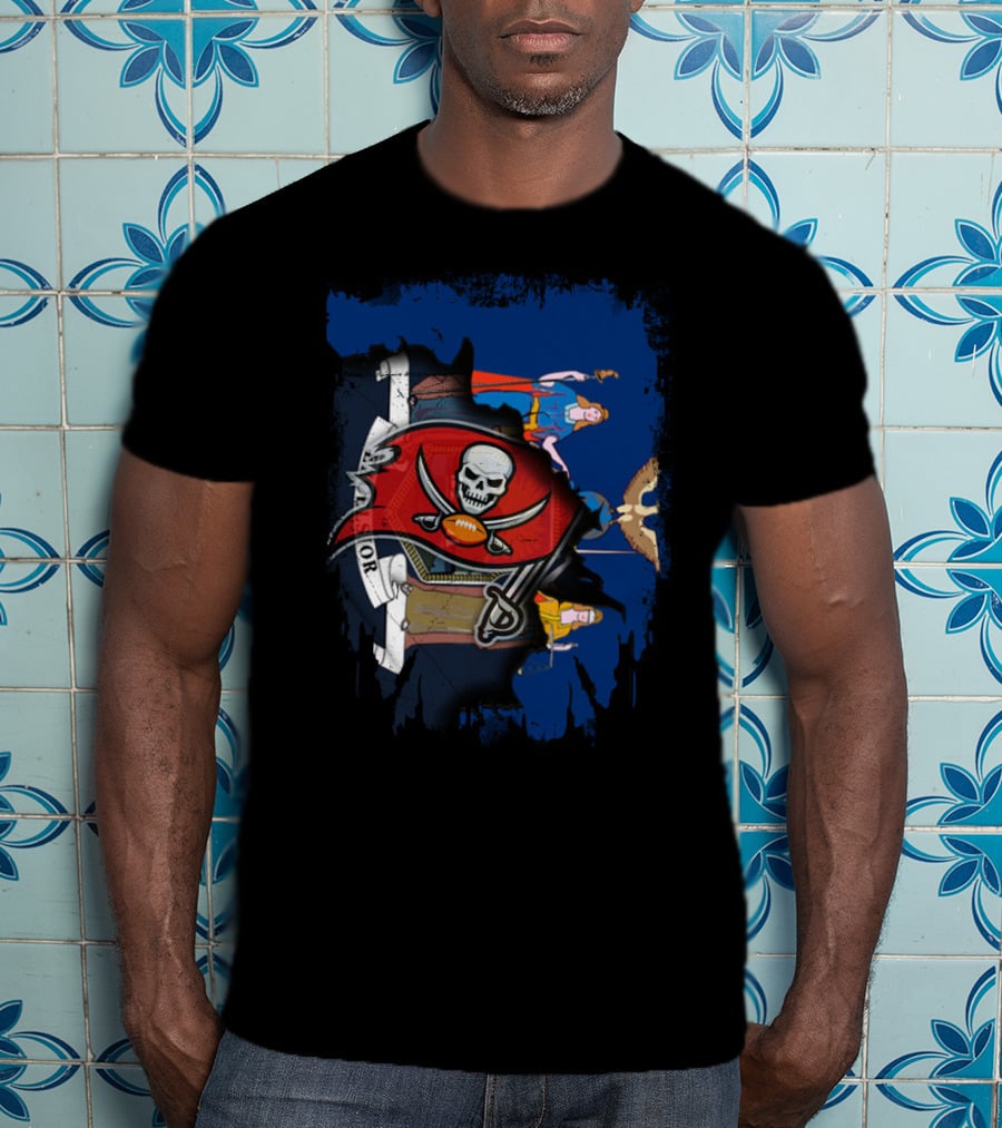 Together New York With Buccaneers Flag Logo And State T-Shirt