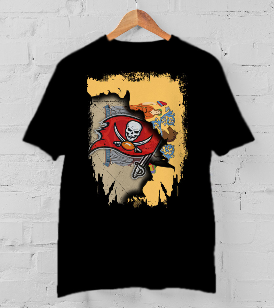 Together New Jersey Buccaneers Football Flag Map T-Shirt