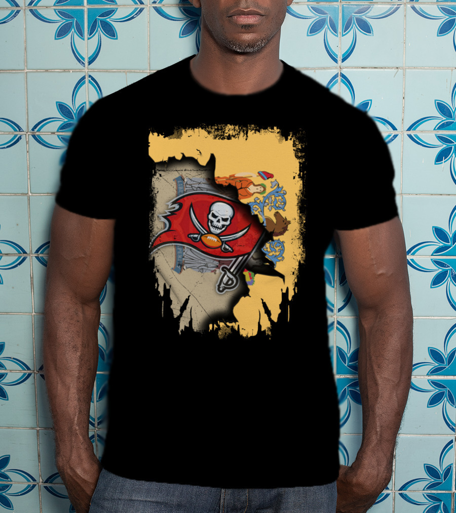 Together New Jersey Buccaneers Football Flag Map T-Shirt